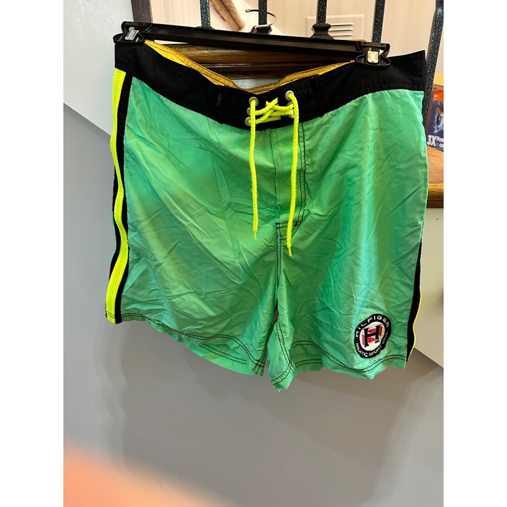 tommy hilfiger neon green swimtrunks large